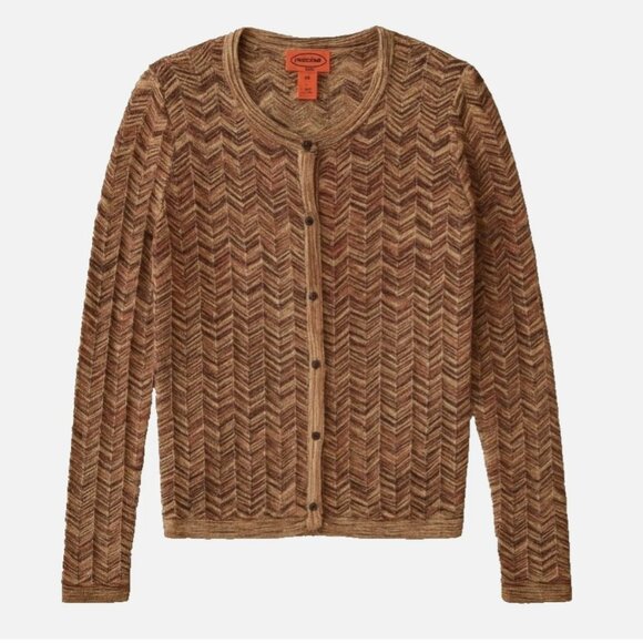 MISSONI for Target Metallic Chevron Cardigan Sweater Brown Gold Size XL - Picture 2 of 6